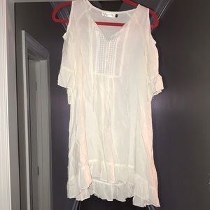 White lace cold shoulder ruffle top